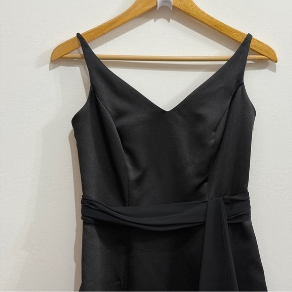 David’s Bridal Black Formal Gown with Sash Size 2 - Picture 2 of 7